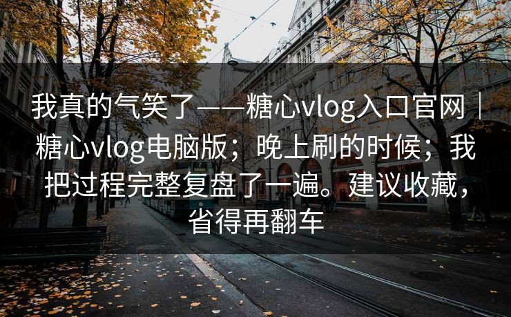 我真的气笑了——糖心vlog入口官网｜糖心vlog电脑版；晚上刷的时候；我把过程完整复盘了一遍。建议收藏，省得再翻车  第1张